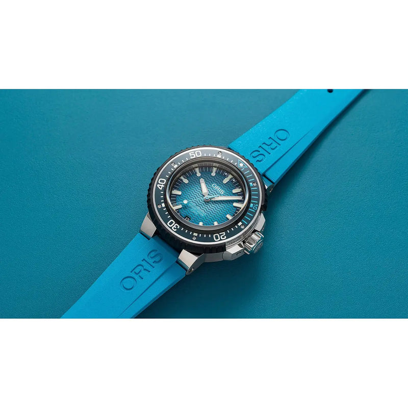 Orologio ORIS Aquis Date Pro quadrante blu cinturino in gomma azzurro 01 400 7777 7155-Set dettaglio 4