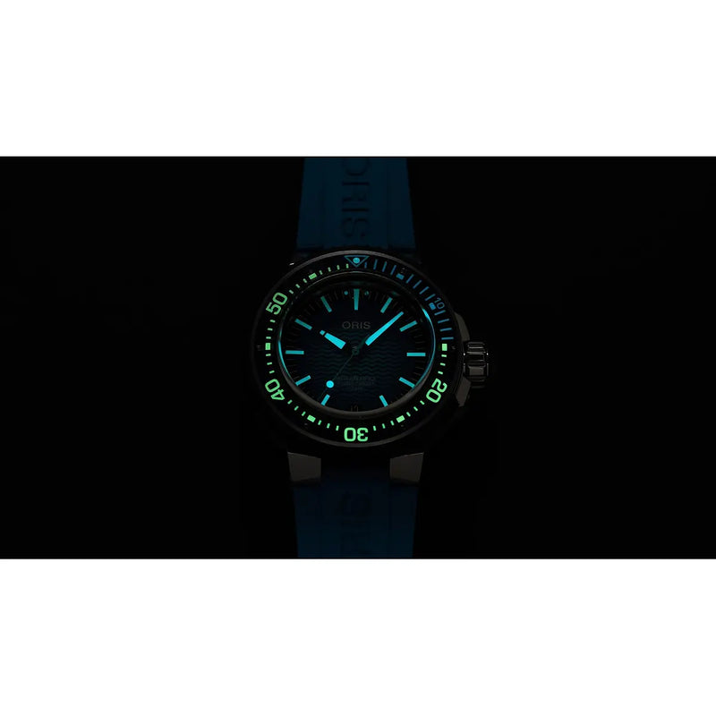 Orologio ORIS Aquis Date Pro quadrante blu cinturino in gomma azzurro 01 400 7777 7155-Set dettaglio 5