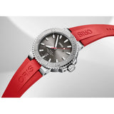Orologio ORIS Aquis Date Relief quadrante grigio cinturino in gomma rosso 01 733 7730 4153-07 4 24 66EB