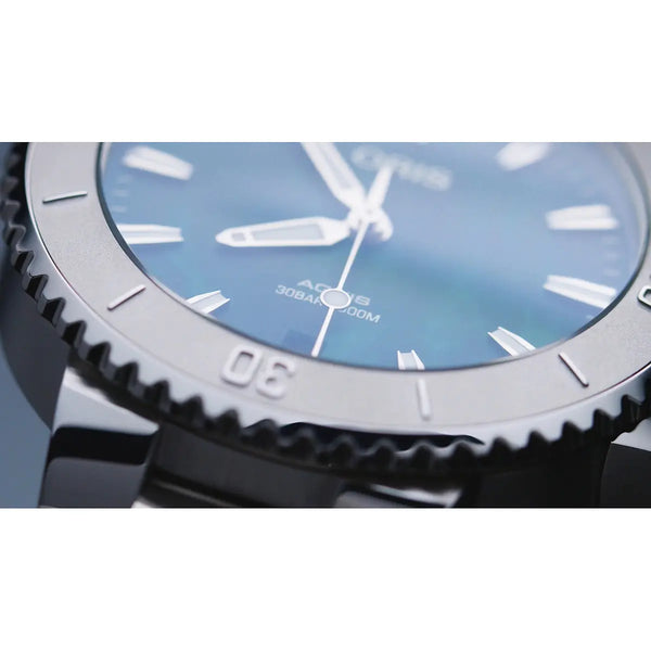 Orologio ORIS Aquis Date X Bracenet quadrante verde bracciale in acciaio 01 733 7770 4137-07 8 18 05P