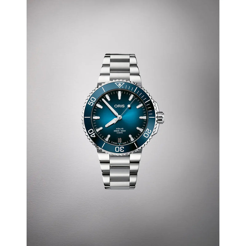Orologio ORIS Aquis Date quadrante blu bracciale in acciaio 01 400 7769 4135-07 8 22 09PEB dettaglio 5