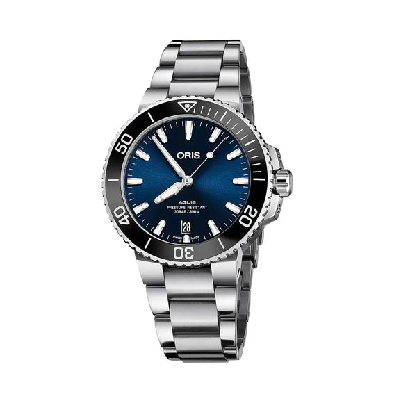 Orologio ORIS Aquis Date quadrante blu bracciale in acciaio 01 733 7732 4135-07 8 21 05PEB