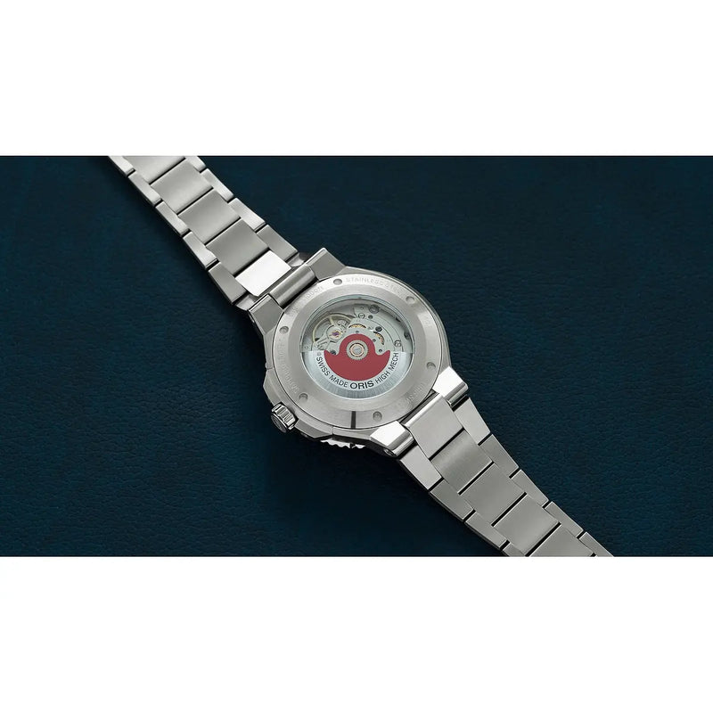 Orologio ORIS Aquis Date quadrante blu bracciale in acciaio 01 733 7787 4135-07 8 22 04PEB dettaglio 5
