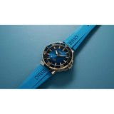 Orologio ORIS Aquis Date quadrante blu cinturino in gomma azzurro 01 400 7769 6355-07 4 22 75FC dettaglio 3