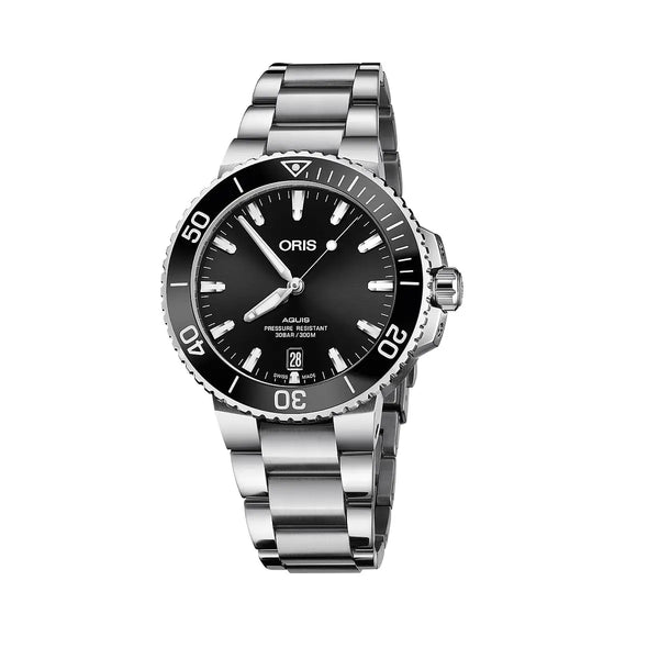 Orologio ORIS Aquis Date quadrante nero bracciale in acciaio 01 733 7732 4134-07 8 21 05PEB