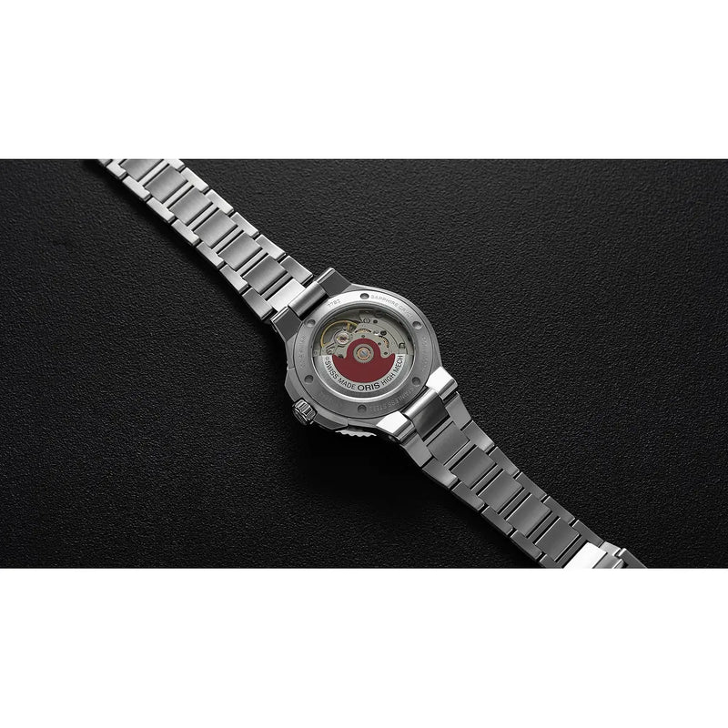 Orologio ORIS Aquis Date quadrante nero bracciale in acciaio 01 733 7792 4154-07 8 19 05P dettaglio 5