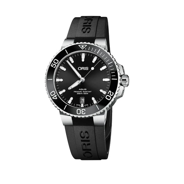 Orologio ORIS Aquis Date quadrante nero cinturino in gomma nero 01 733 7732 4134-07 4 21 64FC