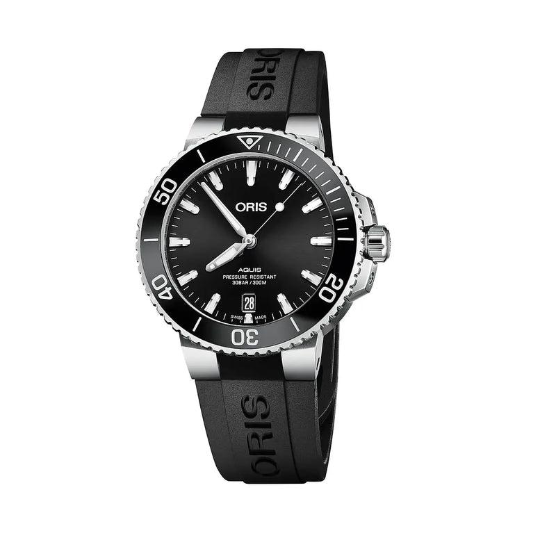 Orologio ORIS Aquis Date quadrante nero cinturino in gomma nero 01 733 7732 4134-07 4 21 64FC