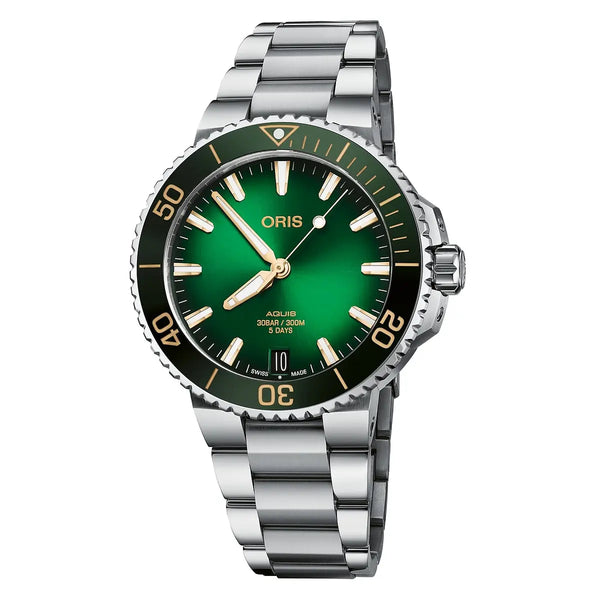 Orologio ORIS Aquis Date quadrante verde bracciale in acciaio 01 400 7769 4127-07 8 22 09PEB
