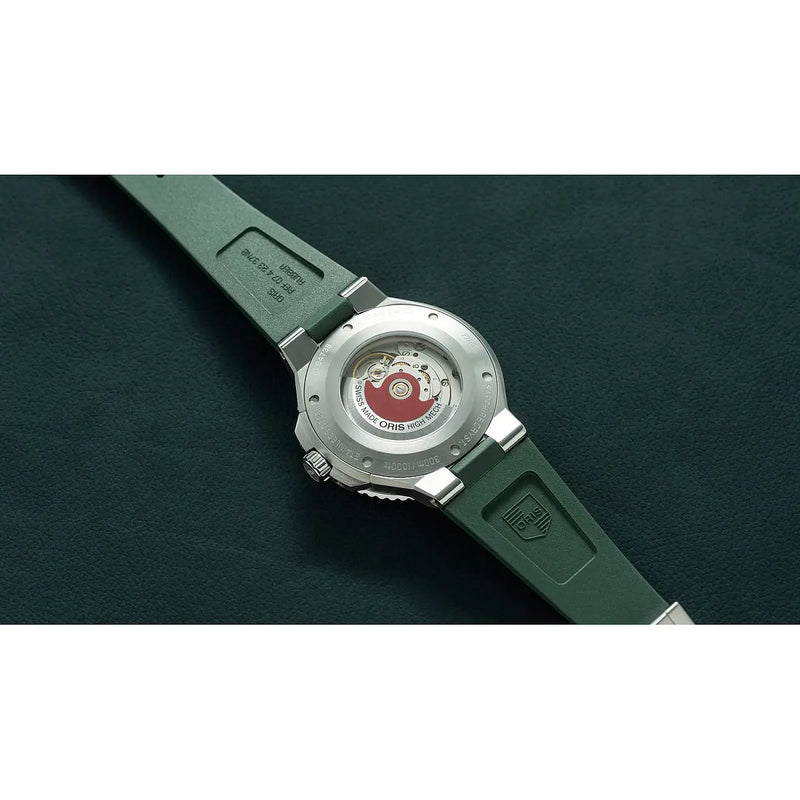 Orologio ORIS Aquis Date quadrante verde cinturino in gomma 01 733 7789 4157-07 4 23 37FC dettaglio 5