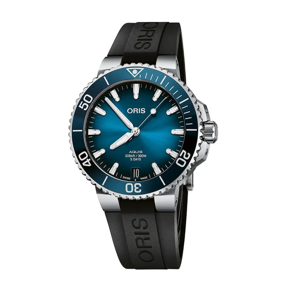 Orologio ORIS Aquis Date quadrante verde cinturino in gomma nero 01 400 7769 4135-07 4 22 74FC