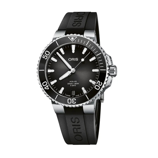Orologio ORIS Aquis Date quadrante verde cinturino in gomma nero 01 400 7769 4154-07 4 22 74FC