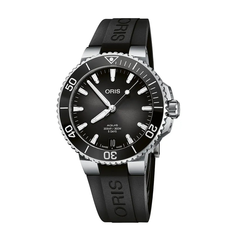 Orologio ORIS Aquis Date quadrante verde cinturino in gomma nero 01 400 7769 4154-07 4 22 74FC