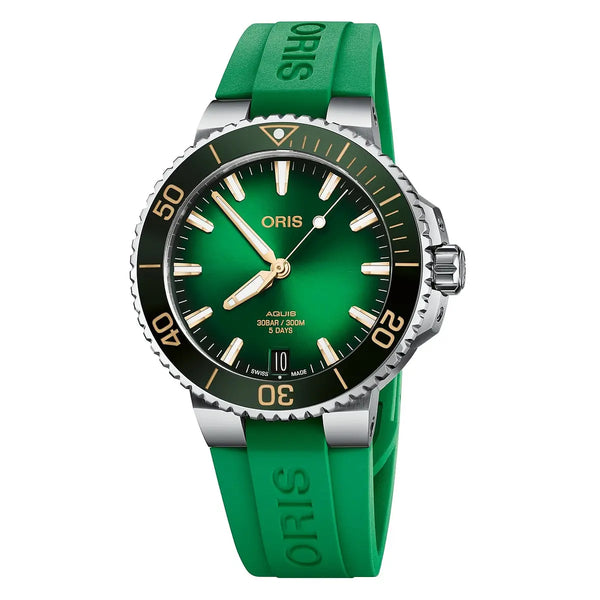 Orologio ORIS Aquis Date quadrante verde cinturino in gomma verde 01 400 7769 4127-07 4 22 77FC