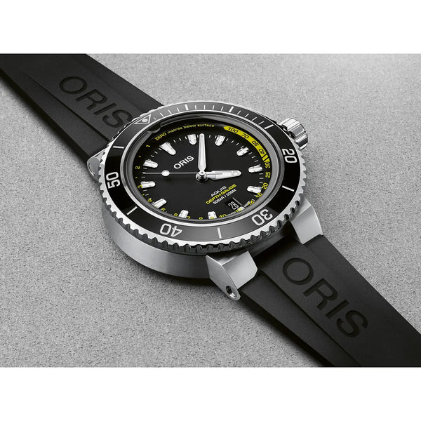 Orologio ORIS Aquis Depth Gauge quadrante nero cinturino in gomma nero 01 733 7755 4154-Set RS dettaglio 3