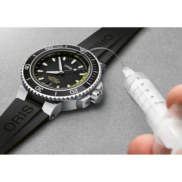 Orologio ORIS Aquis Depth Gauge quadrante nero cinturino in gomma nero 01 733 7755 4154-Set RS