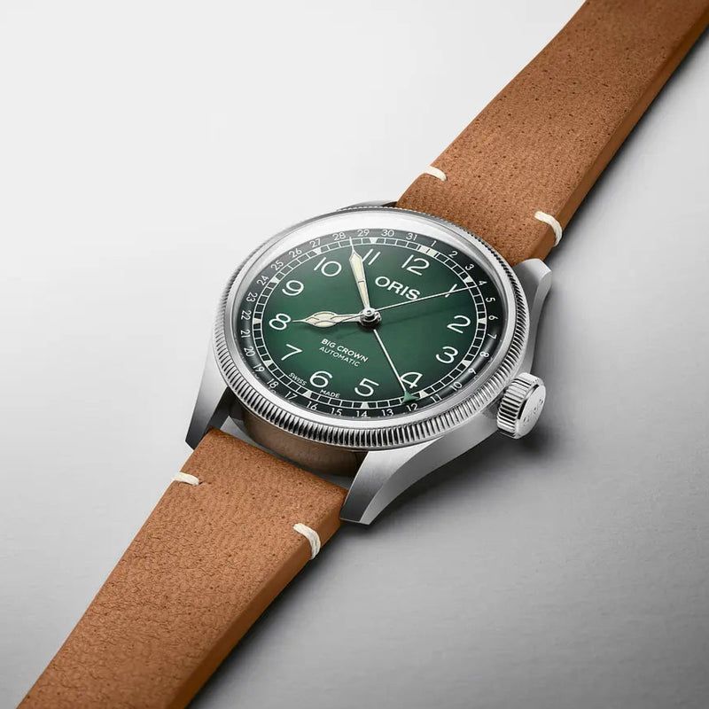 Orologio ORIS Big Crown Pointer Date Cervo Volante quadrante verde cinturino in pelle marrone 01 754 7779 4067-Set dettaglio
