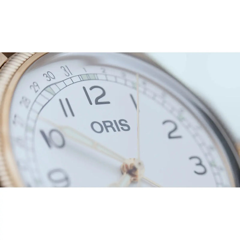 Orologio ORIS Big Crown Pointer Date Father Time quadrante bianco cinturino in pelle marrone 01 754 7741 3161-Set