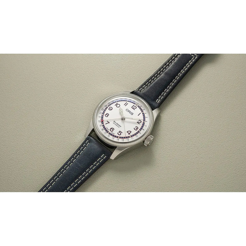 Orologio ORIS Big Crown Pointer Date Hank Aaron quadrante bianco cinturino in pelle blu 01 754 7785 4081-Set dettaglio 2