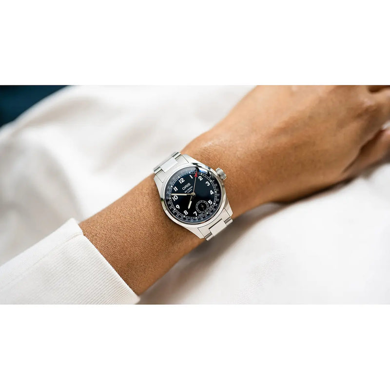 Orologio ORIS Big Crown Pointer Date quadrante blu bracciale in acciaio 01 403 7776 4065-07 8 19 06 dettaglio 3