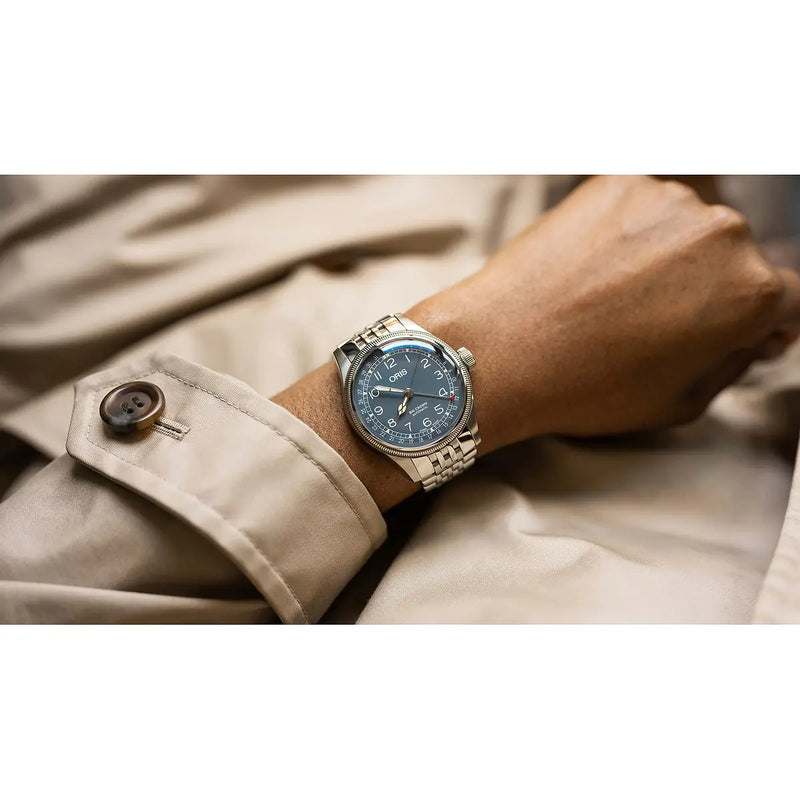 Orologio ORIS Big Crown Pointer Date quadrante blu bracciale in acciaio 01 754 7741 4065-07 8 20 22 dettaglio 2