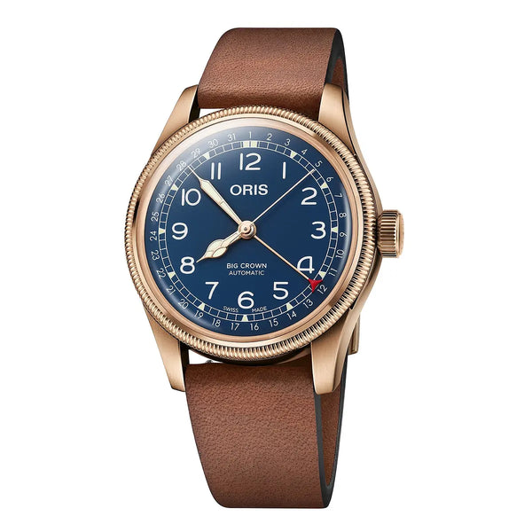 Orologio ORIS Big Crown Pointer Date quadrante blu cinturino in pelle marrone 01 754 7741 3165-07 5 20 58BR
