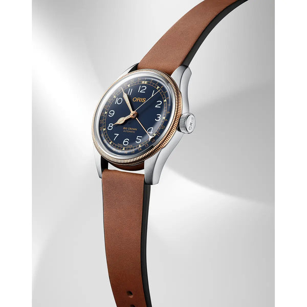Orologio ORIS Big Crown Pointer Date quadrante blu cinturino in pelle marrone 01 754 7741 4365-07 5 20 58 dettaglio 2
