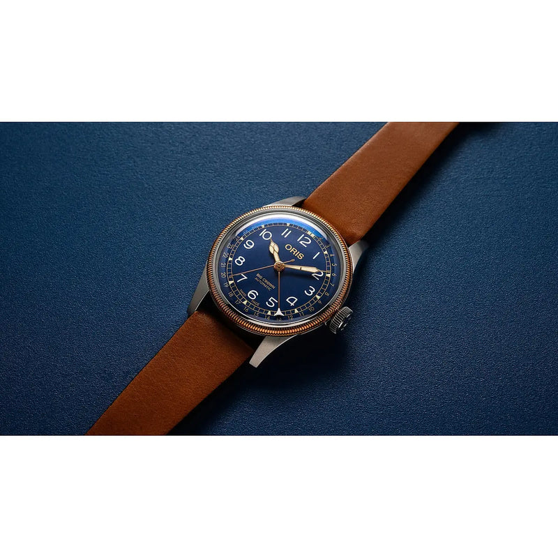 Orologio ORIS Big Crown Pointer Date quadrante blu cinturino in pelle marrone 01 754 7741 4365-07 5 20 58 dettaglio 3
