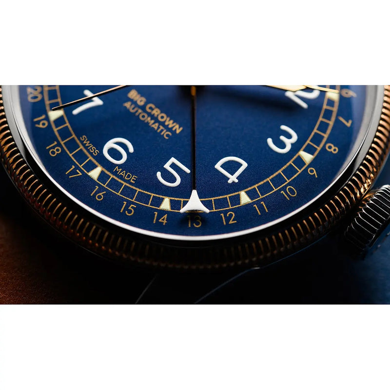 Orologio ORIS Big Crown Pointer Date quadrante blu cinturino in pelle marrone 01 754 7741 4365-07 5 20 58 dettaglio