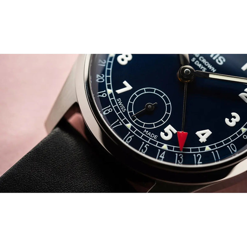 Orologio ORIS Big Crown Pointer Date quadrante blu cinturino in pelle nero 01 403 7776 4065-07 5 19 11 dettaglio 3
