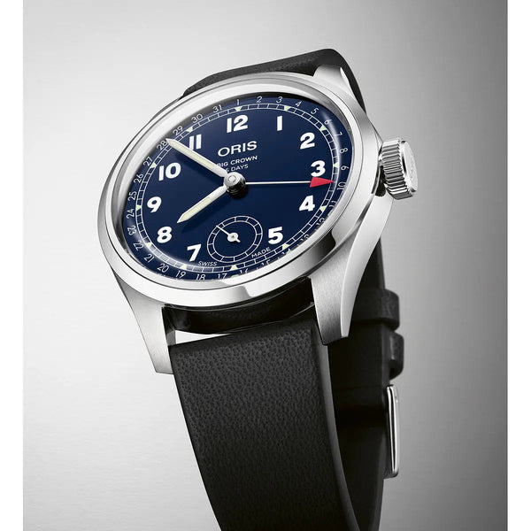 Orologio ORIS Big Crown Pointer Date quadrante blu cinturino in pelle nero 01 403 7776 4065-07 5 19 11 dettaglio 5