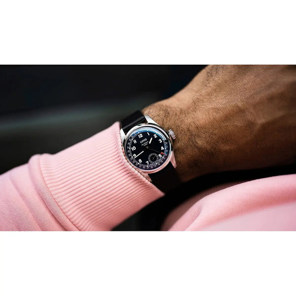 Orologio ORIS Big Crown Pointer Date quadrante blu cinturino in pelle nero 01 403 7776 4065-07 5 19 11 dettaglio