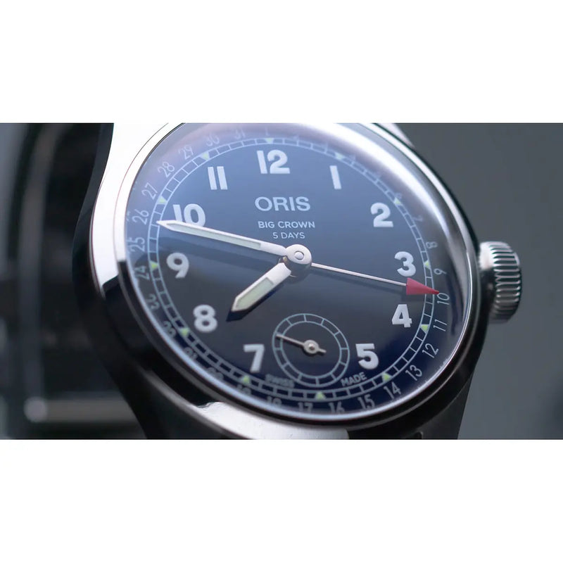 Orologio ORIS Big Crown Pointer Date quadrante blu cinturino in pelle nero 01 403 7776 4065-07 5 19 11