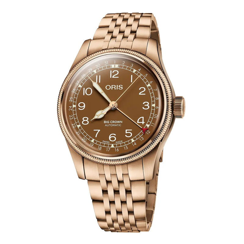 Orologio ORIS Big Crown Pointer Date quadrante marrone bracciale in bronzomarrone 01 754 7741 3166-07 8 20 01