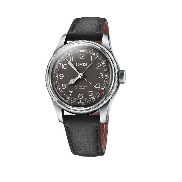 Orologio ORIS Big Crown Pointer Date quadrante nero cinturino in pelle nero 01 754 7741 4064-07 5 20 65