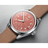 Orologio ORIS Big Crown Pointer Date quadrante rosso cinturino in pelle marrone 01 403 7799 4068-07 6 20 11FC dettaglio 2