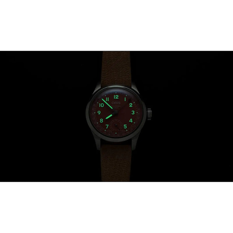 Orologio ORIS Big Crown Pointer Date quadrante rosso cinturino in pelle marrone 01 403 7799 4068-07 6 20 11FC dettaglio 3