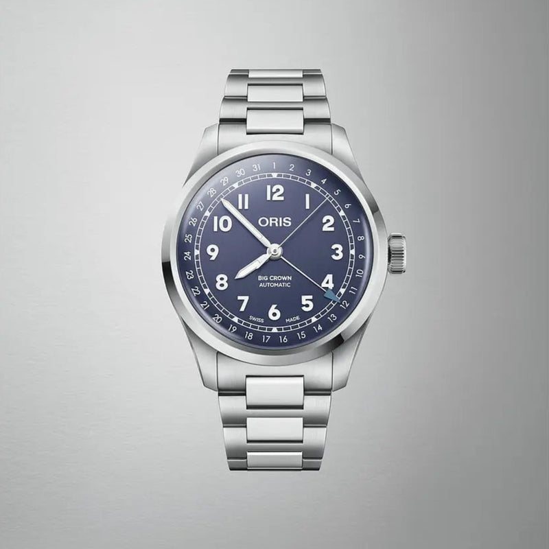 Orologio ORIS Big Crown Pointer Date quadrante viola bracciale in acciaio 01 754 7798 4068-07 8 20 06 dettaglio 5