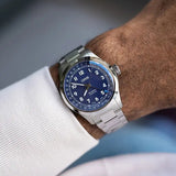 Orologio ORIS Big Crown Pointer Date quadrante viola bracciale in acciaio 01 754 7798 4068-07 8 20 06 dettaglio