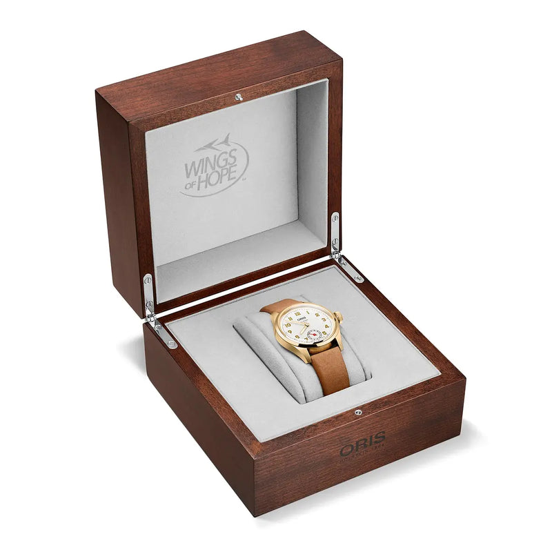 Orologio ORIS Big Crown Wings of Hope Gold quadrante bianco cinturino in pelle marrone 01 401 7782 6081-Set dettaglio 4