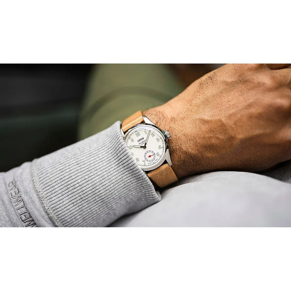 Orologio ORIS Big Crown Wings of Hope quadrante bianco cinturino in pelle marrone 01 401 7781 4081-Set