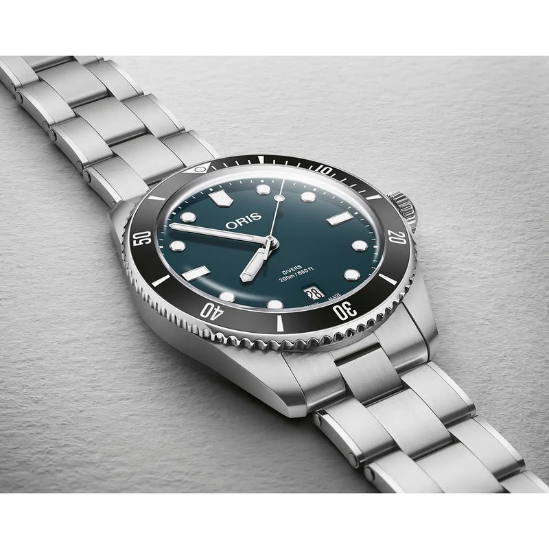 Orologio ORIS Divers Date quadrante blu bracciale in acciaio 01 733 7795 4055-Set