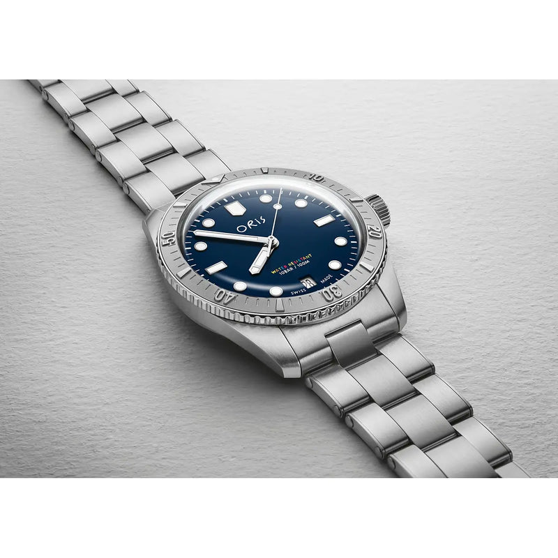 Orologio ORIS Divers LFP quadrante blu bracciale in acciaio 01 733 7771 4085-Set dettaglio 3