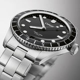Orologio ORIS Divers Sixty-Five 12h quadrante nero bracciale in acciaio 01 400 7772 4054-07 8 20 18 dettaglio