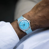 Orologio ORIS Divers Sixty-Five Cotton Candy quadrante azzurro cinturino in tessuto azzurro 01 733 7771 4055-07 3 19 02S dettaglio 2
