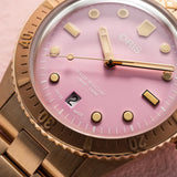 Orologio ORIS Divers Sixty-Five Cotton Candy quadrante rosa bracciale in bronzomarrone 01 733 7771 3158-07 8 19 15 dettaglio 4