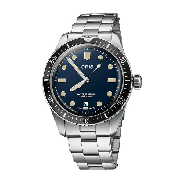 Orologio ORIS Divers Sixty-Five Date quadrante blu bracciale in acciaio 01 733 7707 4055-07 8 20 18
