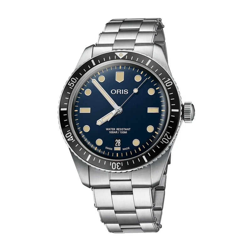Orologio ORIS Divers Sixty-Five Date quadrante blu bracciale in acciaio 01 733 7707 4055-07 8 20 18