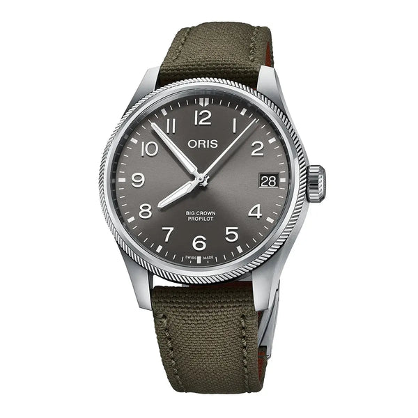 Orologio ORIS ProPilot Big Crown Big Date quadrante grigio cinturino in tessuto verde 01 751 7761 4063-07 3 20 03LC