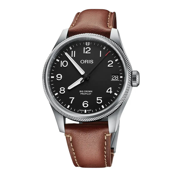 Orologio ORIS ProPilot Big Crown Big Date quadrante nero cinturino in pelle marrone 01 751 7761 4164-07 6 20 07LC
